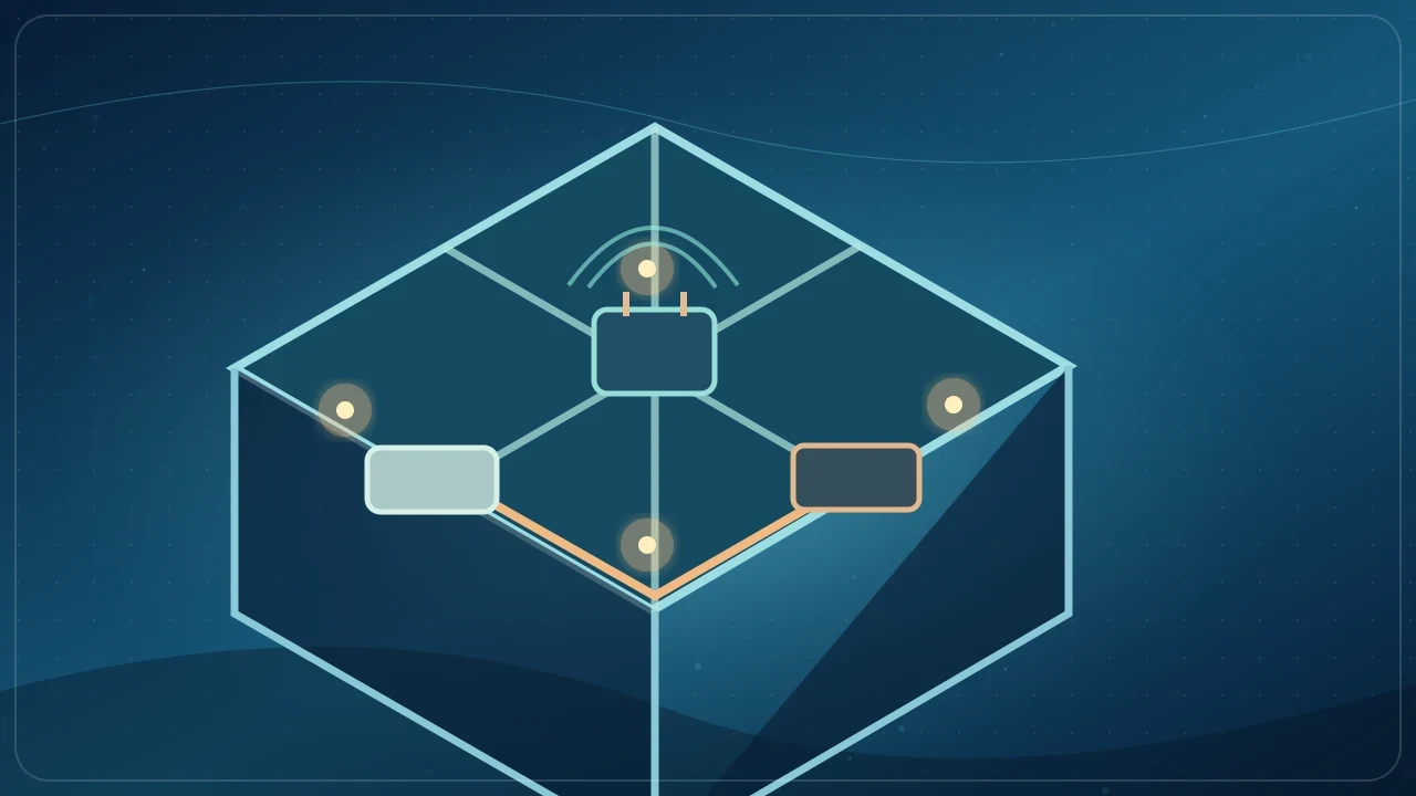 A diagram of a room with five marked assessment points.
